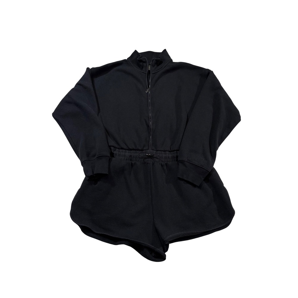 Victoria's Secret On Point Romper Black Fleece Athleisure Lounge Workout Sport L